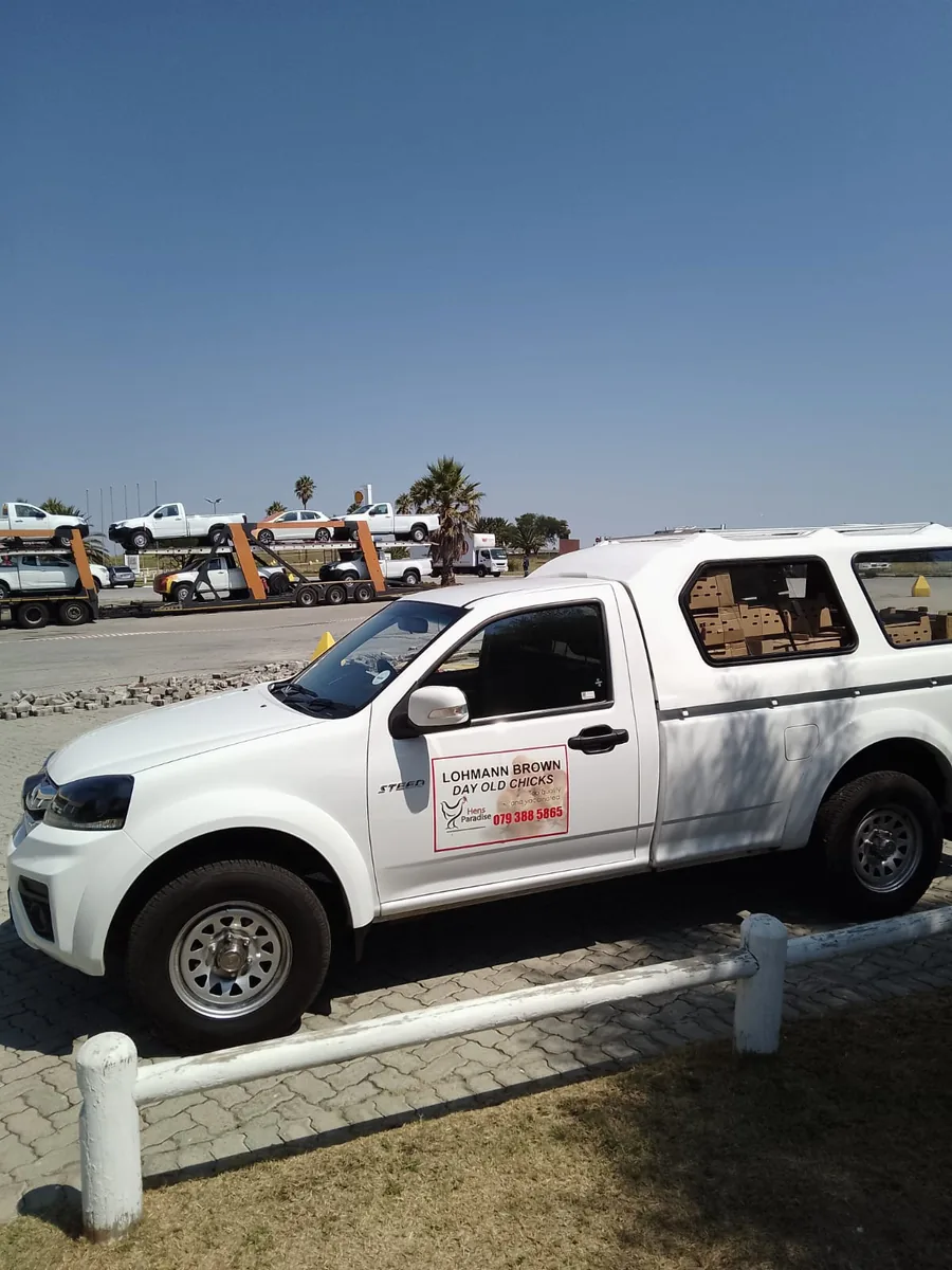 A Hens Paradise delivery bakkie loaded and ready to depart with an order of day-old chicks